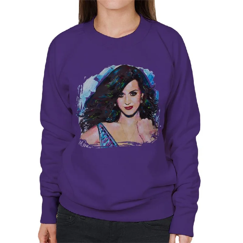 sleek workout sweatshirtSidney Maurer Original Portrait Of Katy Perry Long Hair Women's Sweatshirt