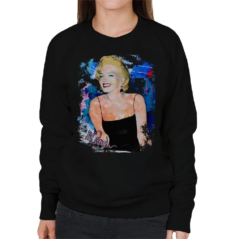 streetwear gym sweatshirtSidney Maurer Original Portrait Of Marilyn Monroe Black Dress Women's Sweatshirt