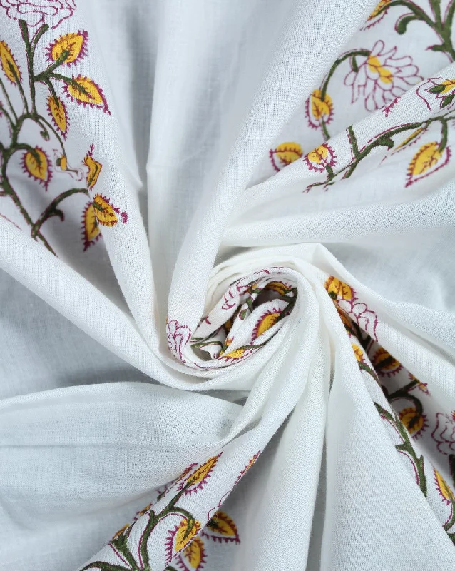 spaghetti strap dressWhite And Multicolor Floral Design Cotton Cambric Fabric