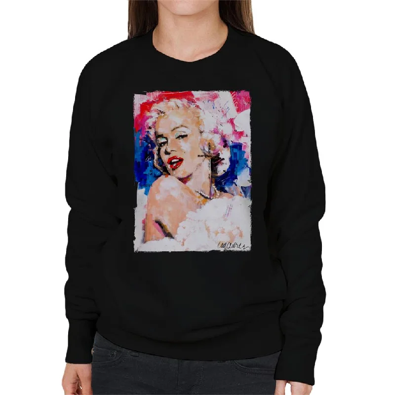 soft athletic sweatshirtSidney Maurer Original Portrait Of Marilyn Monroe Pearl Necklace Women's Sweatshirt