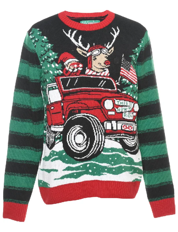 sporty outerwearSanta Claus & Reindeer Christmas Jumper - S