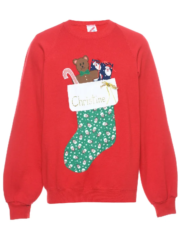 relaxed fit coatTeddy Bear Print Christmas Sweatshirt - M