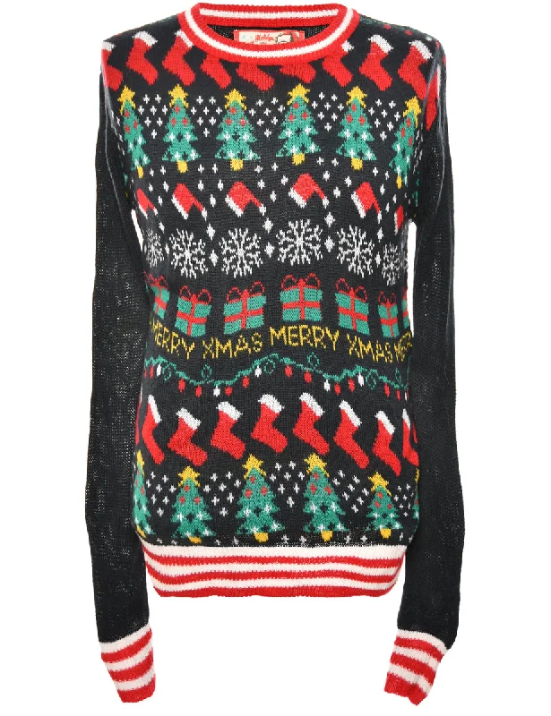 chic outerwearMulti-Colour Patterned Christmas Jumper - M