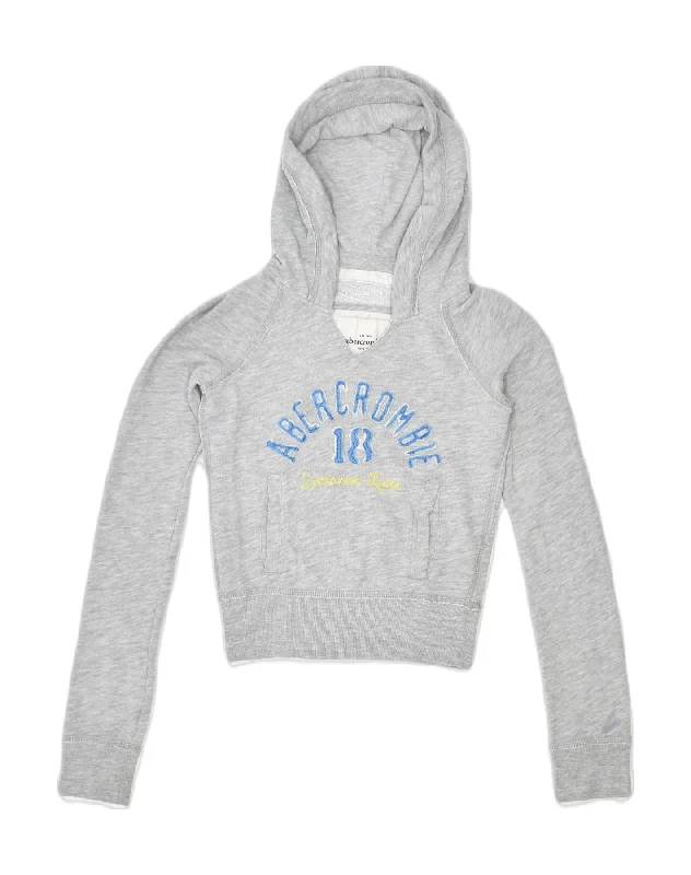 lightweight hoodieABERCROMBIE & FITCH Womens Graphic Crop Hoodie Jumper UK 8 Small Grey