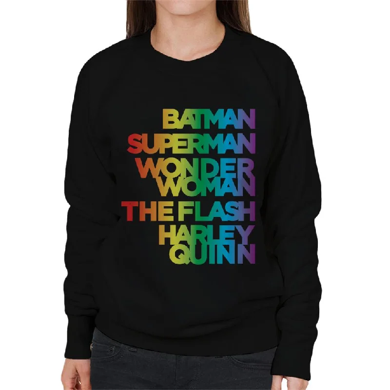 soft gym hoodieJustice League Characters Rainbow Women's Sweatshirt