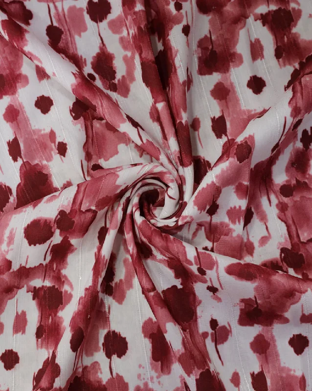 sleek midi dressWHITE & RED ABSTRACT DESIGN POLYESTER DIGITAL PRINTED FABRIC (WIDTH 52 INCHES)