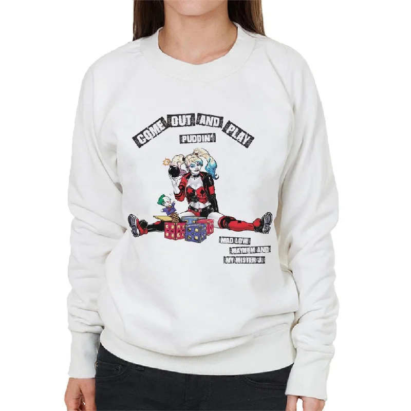 loose fit sports sweatshirtBatman Harley Quinn Come Out And Play Women's Sweatshirt