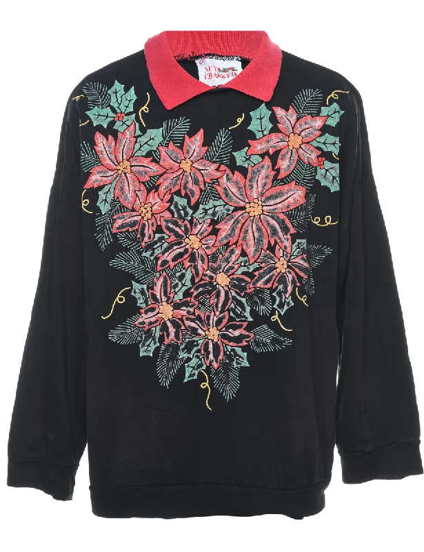 functional coatFloral Christmas Sweatshirt - L