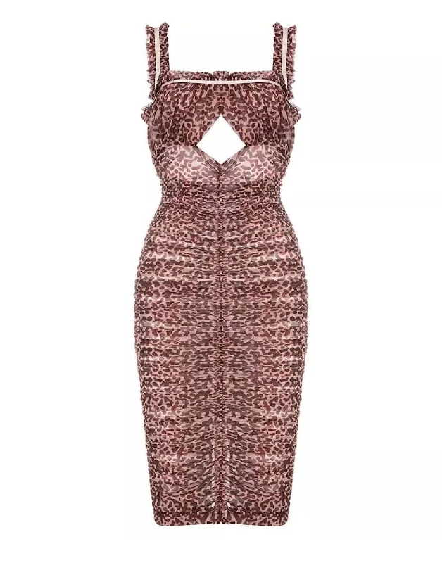 chic slip dressRuched Bodycon Mesh Dress