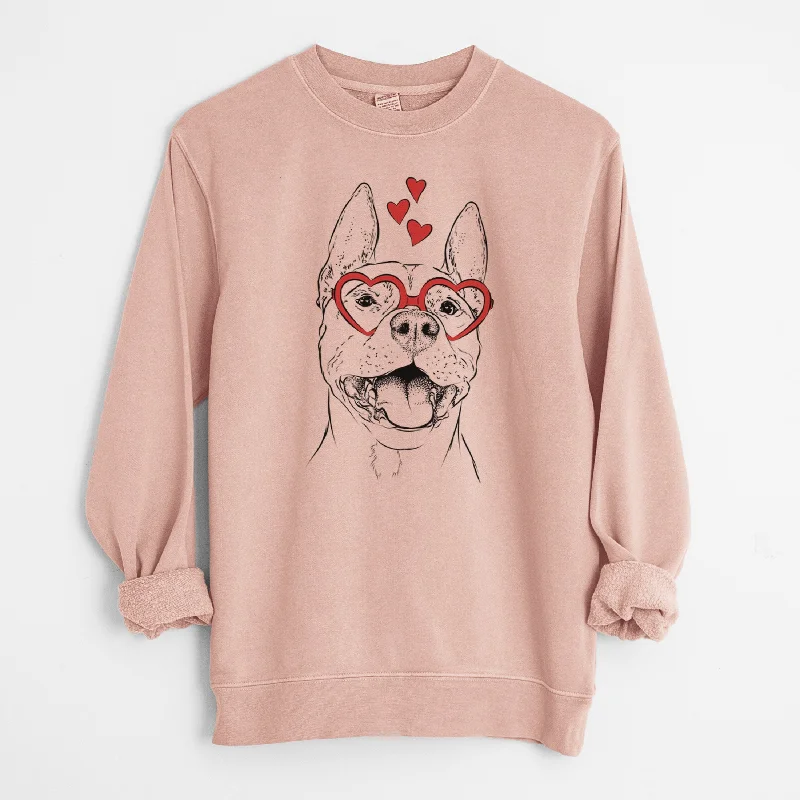 pullover workout hoodieValentine Wally the Pitbull - Unisex Pigment Dyed Crew Sweatshirt