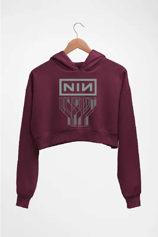 zip-up hoodie for gymNine Inch Nails Crop HOODIE FOR WOMEN