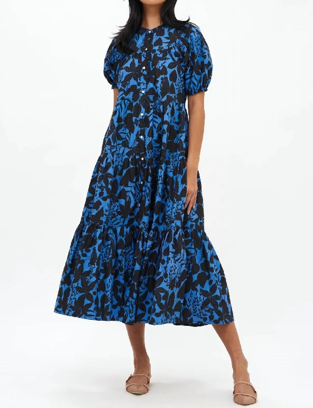 trendy mini dressScoop Tiered Midi Dress In Willow Blue