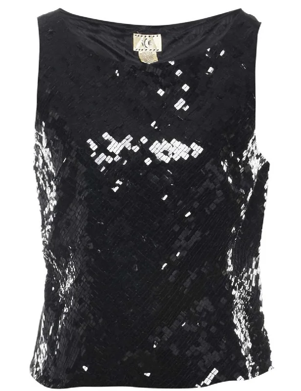 fitted trench coatSilk Sequined Party Top - M