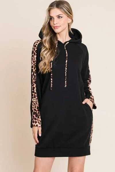 stylish dressCulture Code Drawstring Leopard Long Sleeve Hooded Dress