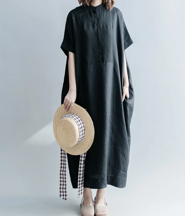 silk dressLoose Summer Cotton Linen Spring Women Dresses QZ200535