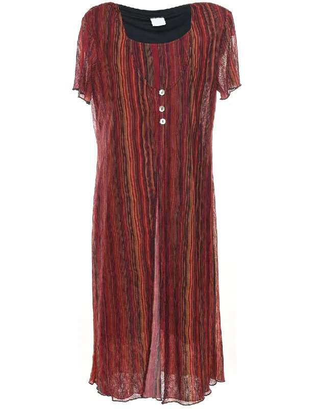 high-fashion coatStriped Shift Dress - L