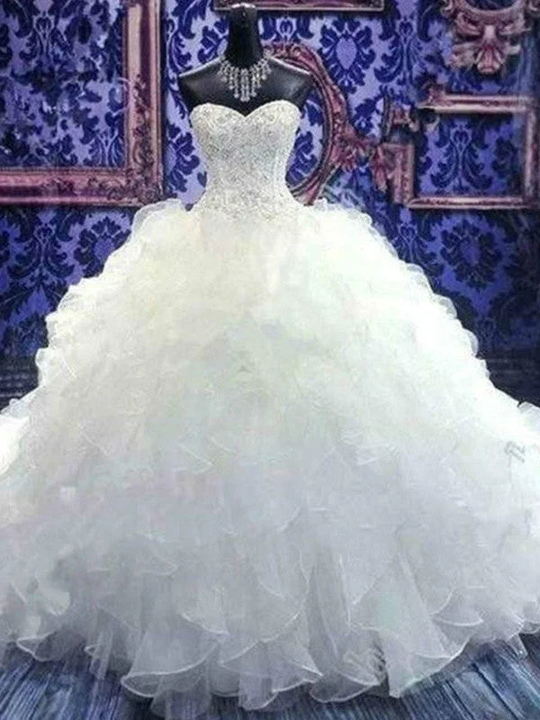 Don't Wait Ball Gown Sleeveless Sweetheart Chapel Train Beading Sequin Organza Wedding Dresses Don't Wait Ball Gown Sleeveless Sweetheart Chapel Train Beading Sequin Organza Wedding Dresses