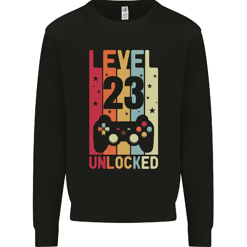 stylish training hoodie23rd Birthday 23 Year Old Level Up Gaming Mens Sweatshirt Jumper