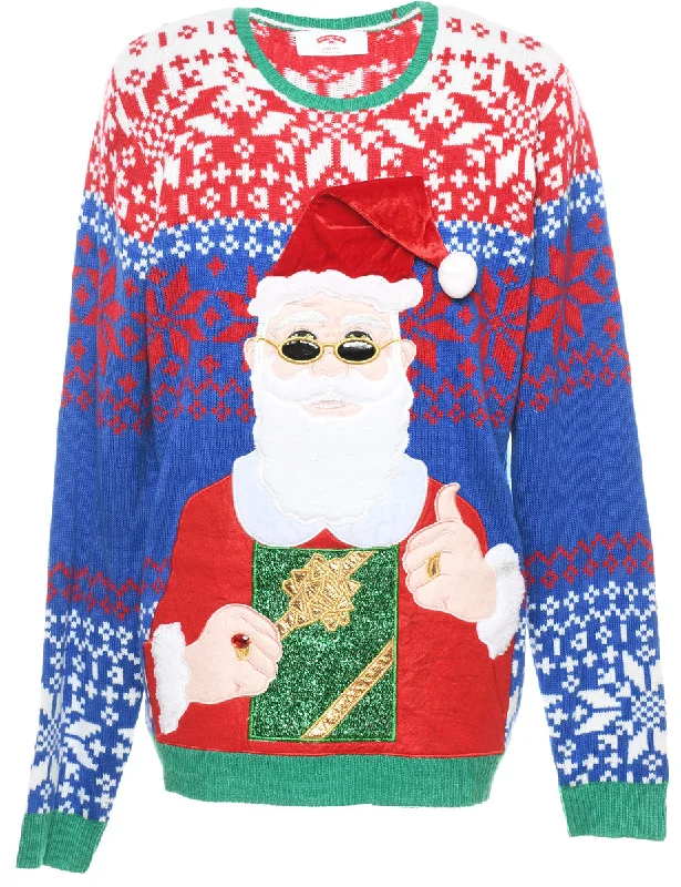 fashionable outerwearSanta Claus Christmas Jumper - L