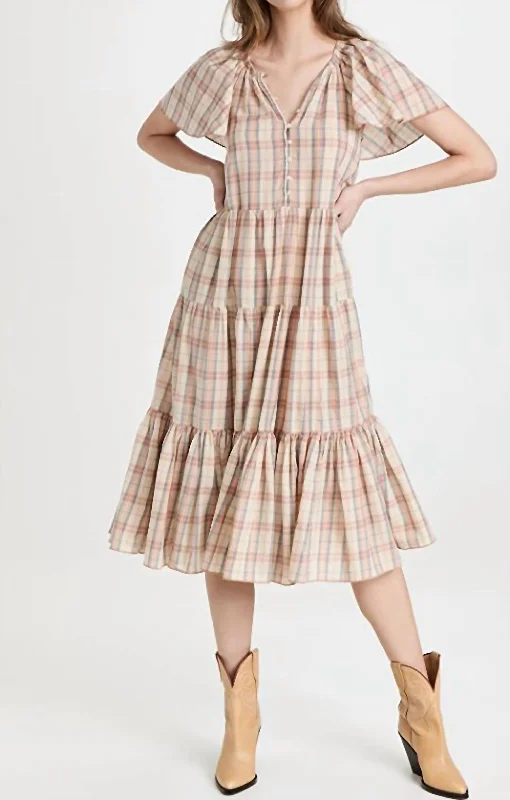 midi dressThe Iris Dress In Washed Rose Plaid