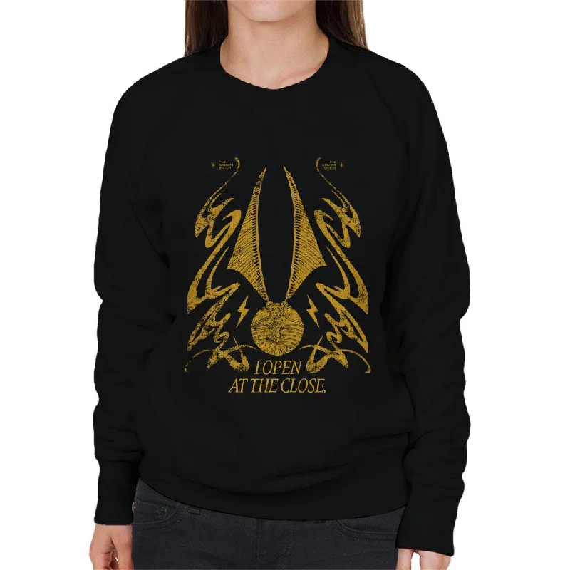 stylish athletic hoodieHarry Potter Golden Snitch I Open At The Close Women's Sweatshirt