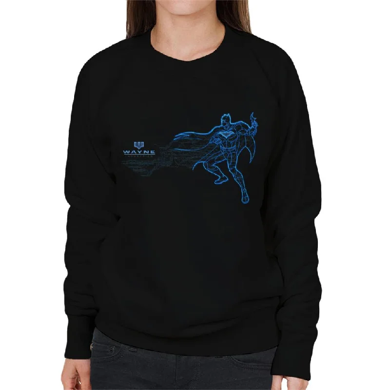 eco-friendly fitness hoodieBatman Neon Blue Outline Women's Sweatshirt