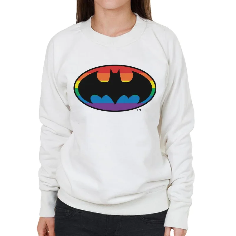 urban sports sweatshirtBatman Black Bat Symbol Rainbow Background Women's Sweatshirt