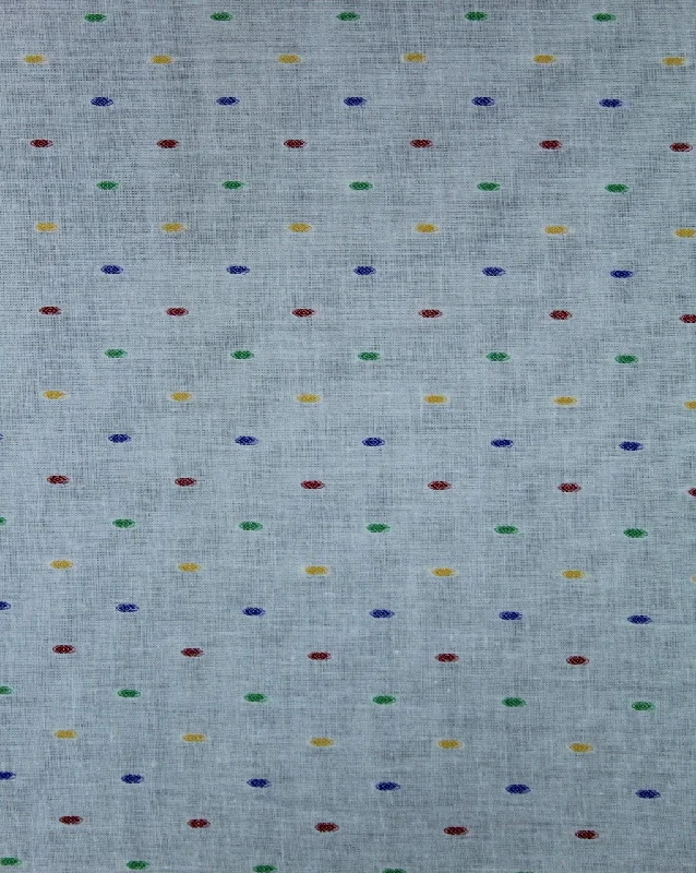 A-line dressWhite Multicolor Dot Cotton Dobby Fabric