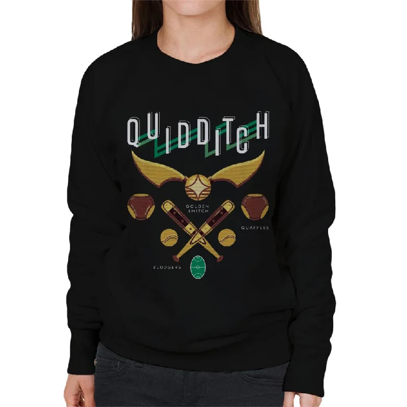 sporty casual hoodieHarry Potter Quidditch Golden Snitch Quaffles Bludgers Women's Sweatshirt