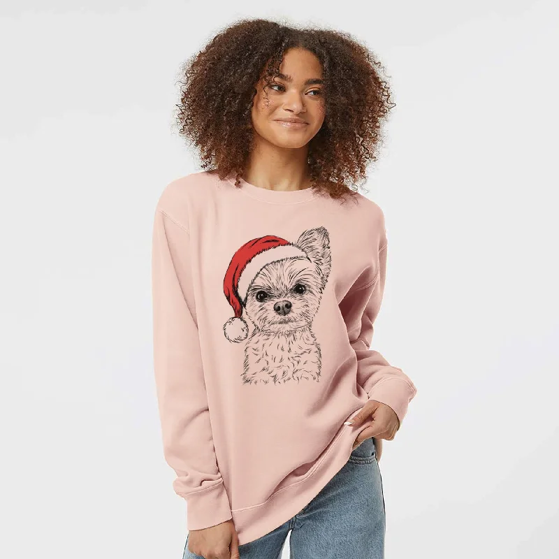 streetwear gym sweatshirtSanta Chance the Yapper the Yorkshire Terrier - Unisex Pigment Dyed Crew Sweatshirt