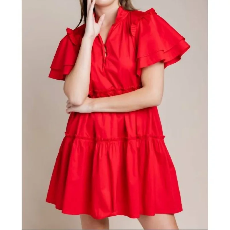 formal dressTiered Short Sleeve V-Neck Dress