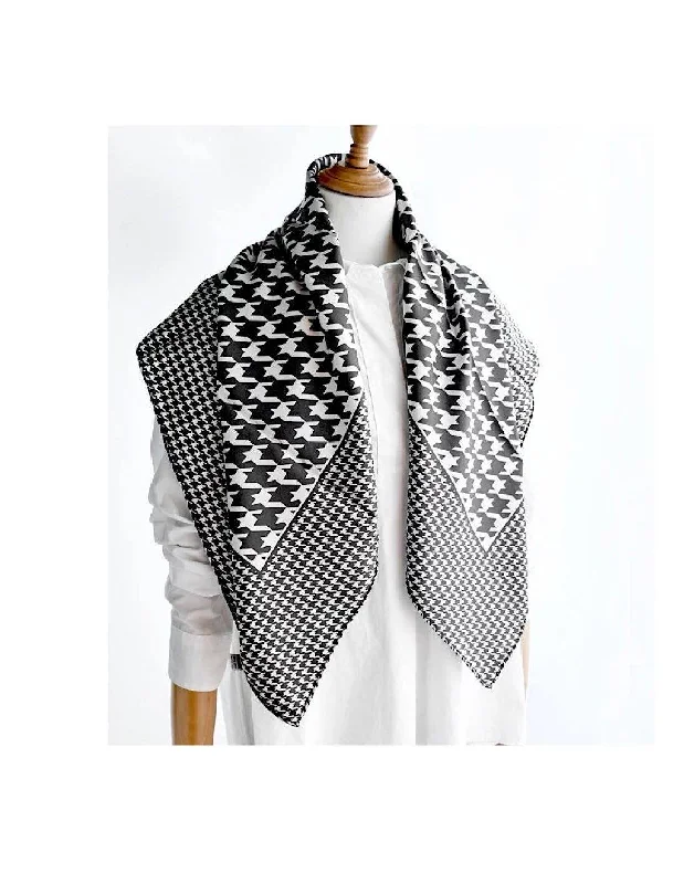 elegant evening dressSilk Square Houndstooth Pattern Scarf