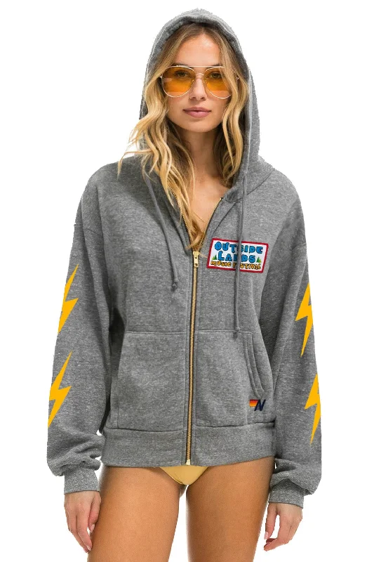 comfortable fleece hoodieOUTSIDE LANDS 2024 RELAXED ZIP HOODIE - HEATHER GREY