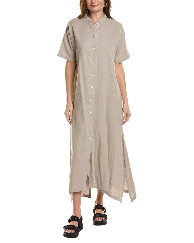 long-sleeve floral dressSOLE Tunic Linen-Blend Maxi Dress