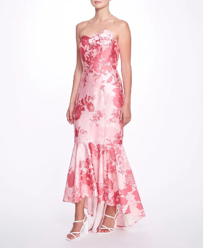 floral wrap dressSatin Hi-lo Gown