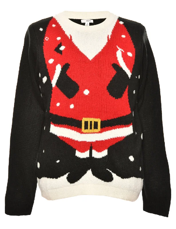 lightweight outerwearBlack & Red Santa Claus Design Jumper - M