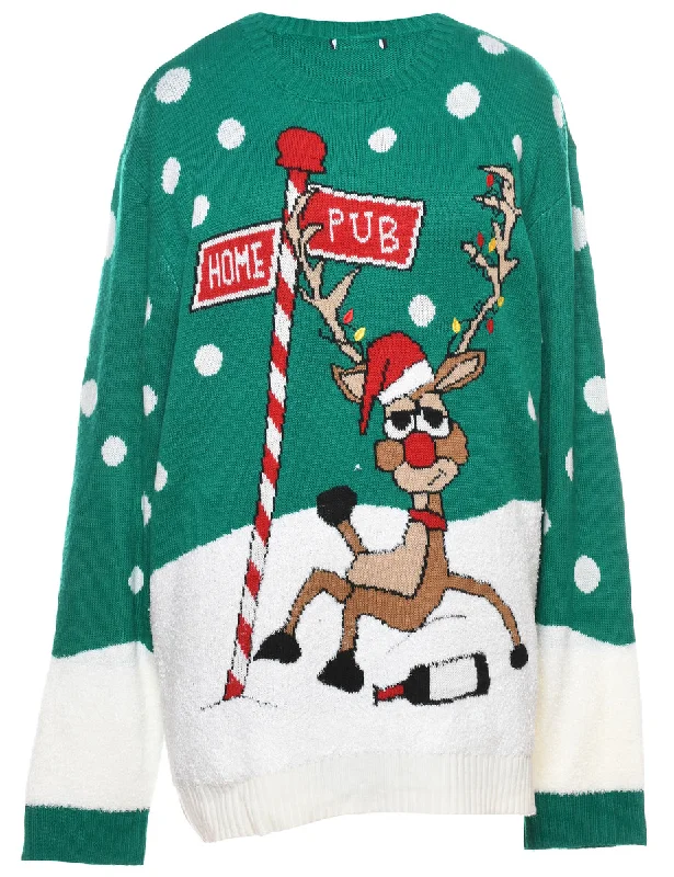 classic zip-up coatReindeer Christmas Jumper - L