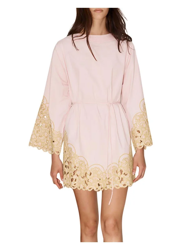 layered dressWomens Embroidered Cut-Out Mini Dress