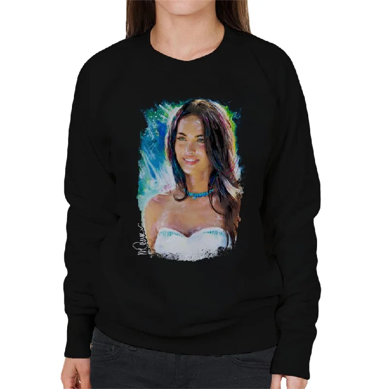 breathable workout hoodieSidney Maurer Original Portrait Of Megan Fox Women's Sweatshirt