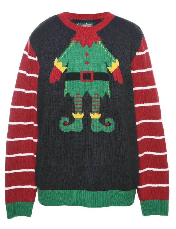 sporty outerwearBlack Christmas Jumper - L