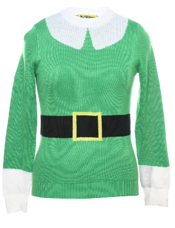 stylish coatGreen Christmas Jumper - XS