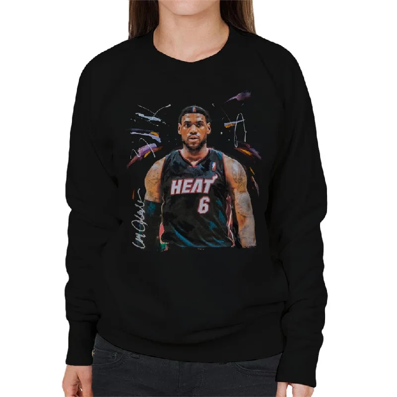 streetwear gym sweatshirtSidney Maurer Original Portrait Of LeBron James Miami Heat Jersey Women's Sweatshirt