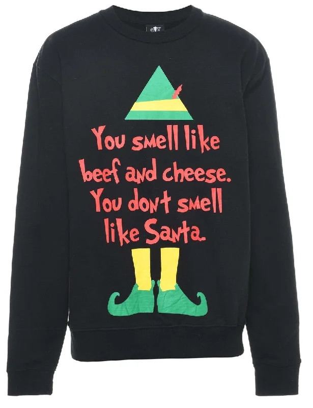 casual sports coatBlack Christmas Sweatshirt - S