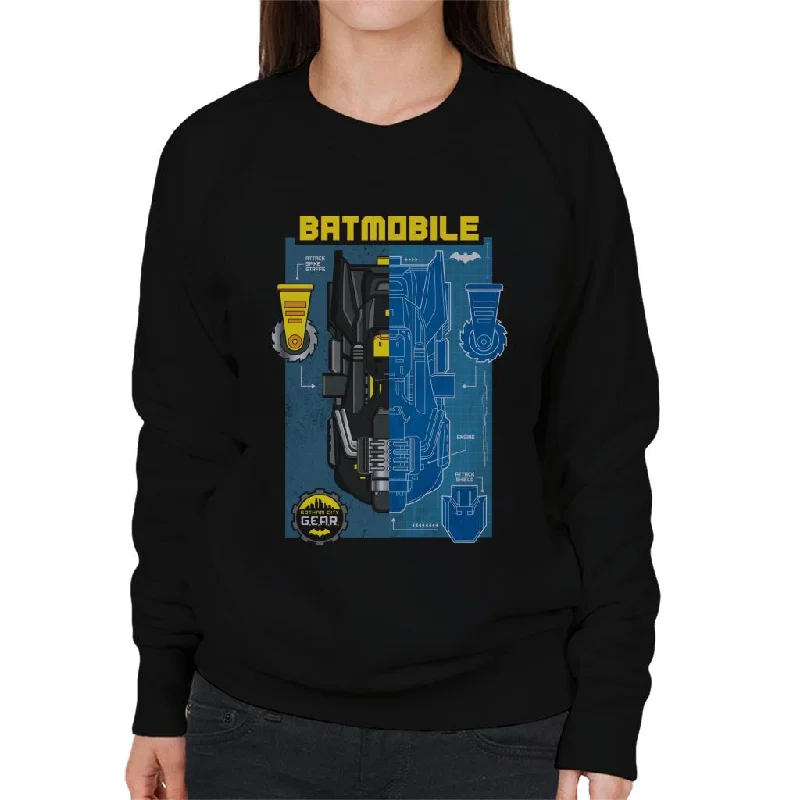 bold workout sweatshirtBatman Gotham City Gear Batmobile Blueprint Women's Sweatshirt