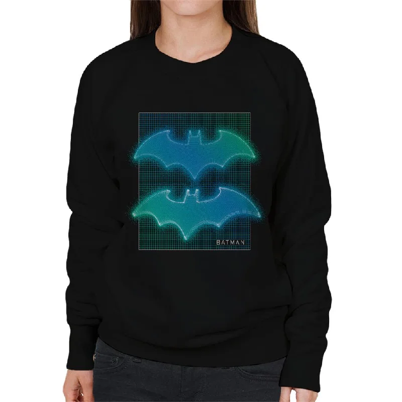 breathable workout hoodieBatman Bat Symbol Neon Blue Gradient Women's Sweatshirt