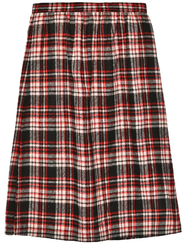 wool-blend coatChecked Red Midi Skirt - M