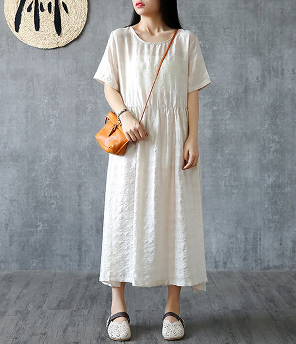 fitted bodycon dressSummer  Spring  Cotton Linen Women loose Dresses DZA05168