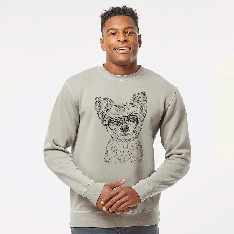 eco-friendly sports hoodieAviator Chance the Yapper the Yorkshire Terrier - Unisex Pigment Dyed Crew Sweatshirt