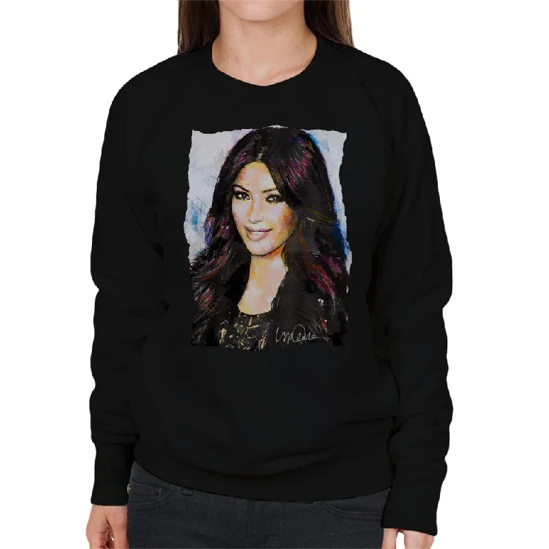 premium gym hoodieSidney Maurer Original Portrait Of Kim Kardashian Smiling Women's Sweatshirt