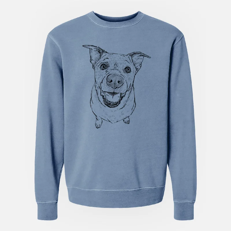 fashionable gym hoodieDoodled Boulder the Boxer/Heeler/Corgi - Unisex Pigment Dyed Crew Sweatshirt